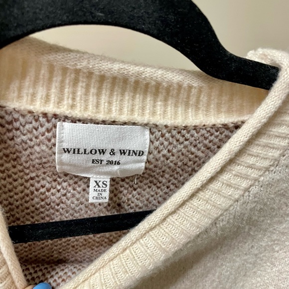 Willow Wind Women's Argyle Sweater - Cream and Brown - Picture 2 of 4